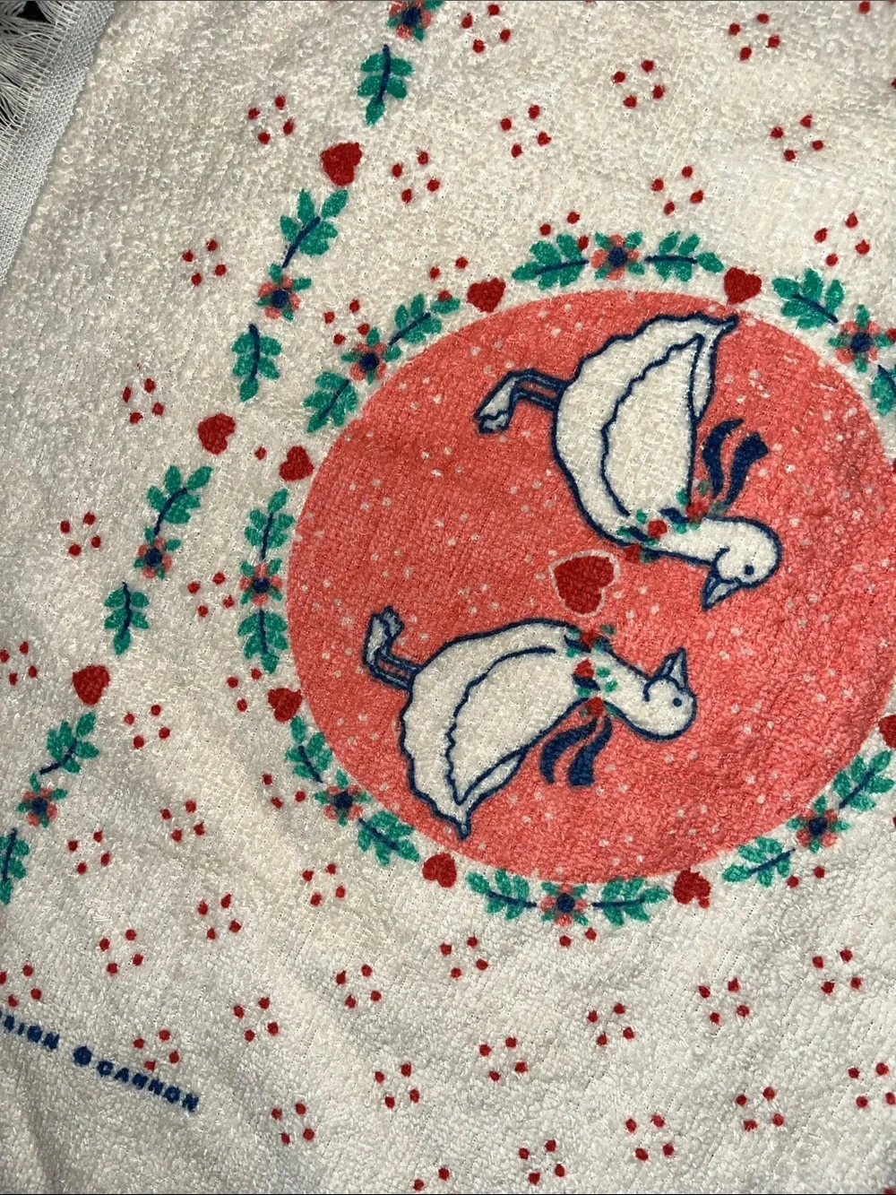 Vtg Cannon Dish Towel Country Goose Kitchen Geese 1980s USA Cotton Granny Core
